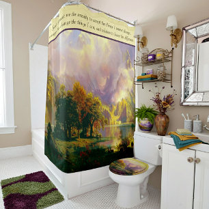 Rocky mountains serenity prayer shower curtain