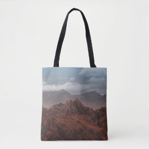 ROCKY MOUNTAINS UNDER GRAY SKIES TOTE BAG