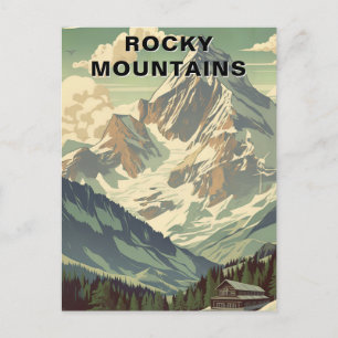 Rocky Mountains Vintage Travel Mountain Lodge Postcard