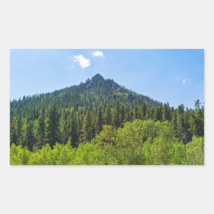 rocky mountaintop and woodlands at golden gate rectangular sticker