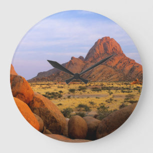 Rocky Outcrop And Plain, Spitzkoppe, Erongo Large Clock