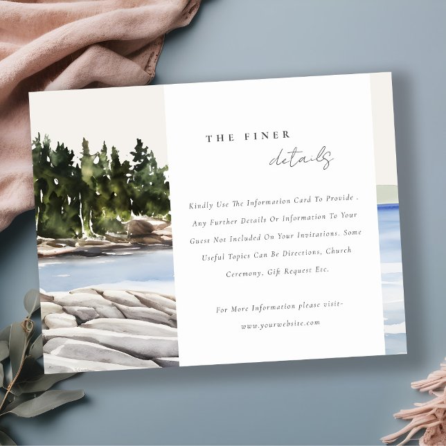 Rocky Pine Mountain Seascape Wedding Details Enclosure Card (Creator Uploaded)