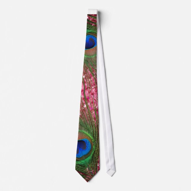 Rocky Pink Peacock Feather Tie (Front)