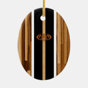 Rocky Point Hawaiian Engineered FauxWood Surfboard Ceramic Ornament