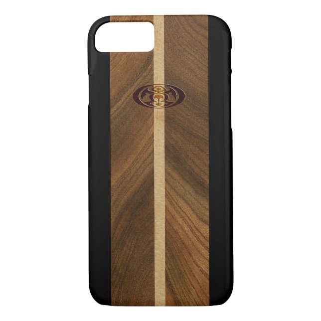 Rocky Point Hawaiian Faux Wood Surfboard Case-Mate iPhone Case (Back)