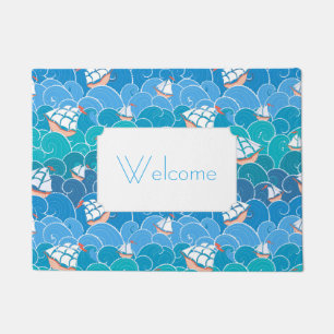 Rocky Sea Pattern   Add Your Text Doormat
