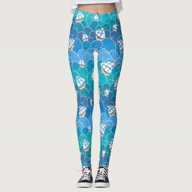 Rocky Sea Pattern Leggings (Front)