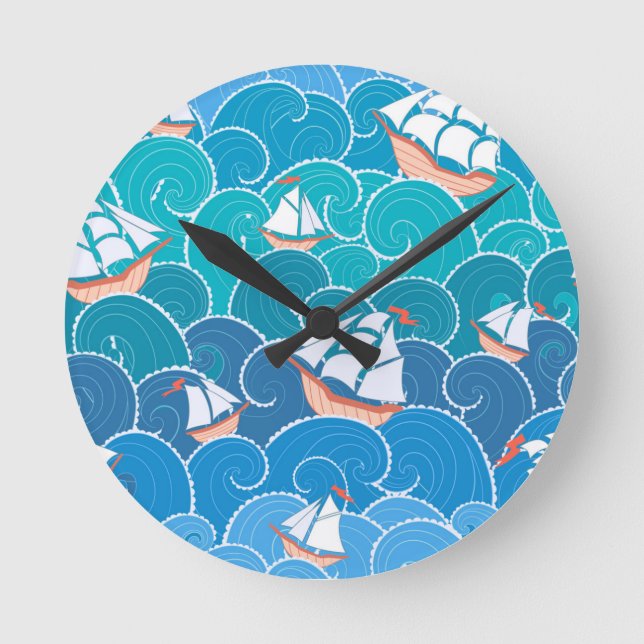 Rocky Sea Pattern Round Clock (Front)