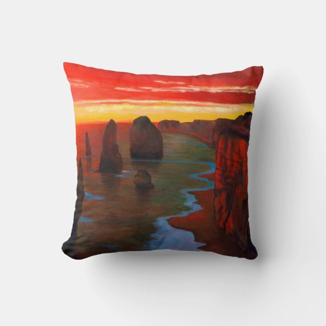 Rocky Seashore At Sunset Cushion (Front)