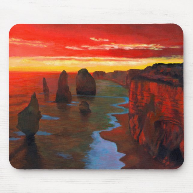 Rocky Seashore At Sunset Mouse Pad (Front)