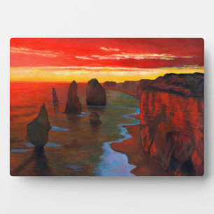 Rocky Seashore At Sunset Plaque