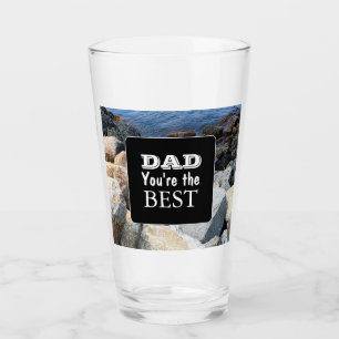 Rocky Shore Sea Photo Father's Day Bible Verse Glass