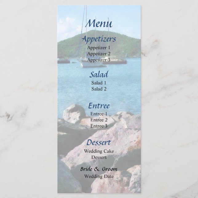 Rocky Shore St. Thomas Wedding Menu (Front)