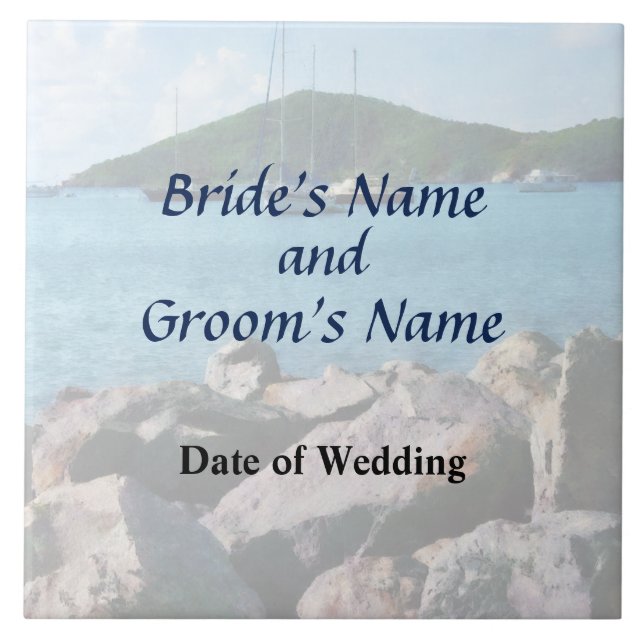 Rocky Shore St. Thomas Wedding Products Ceramic Tile (Front)