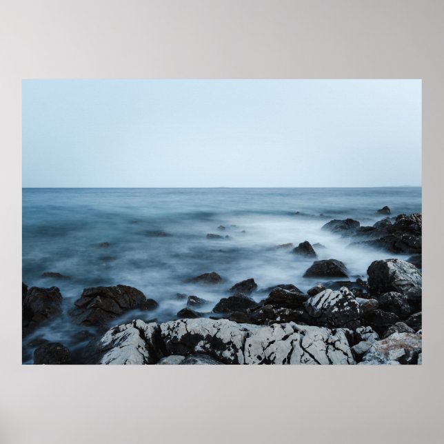 Rocky shore with misty water poster (Front)
