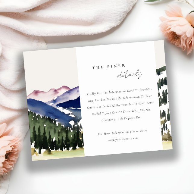 Rocky Snow Pine Mountain Landscape Wedding Details Enclosure Card (Creator Uploaded)