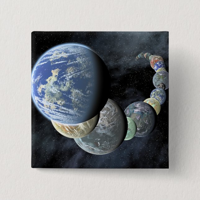 Rocky, terrestrial worlds 15 cm square badge (Front)