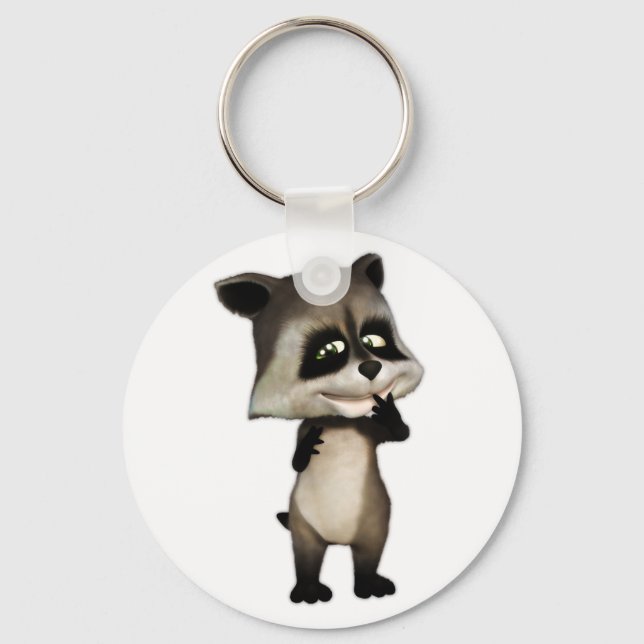 Rocky the Cute Cartoon Racoon Key Ring (Front)