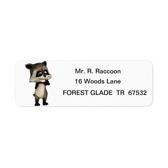 Rocky the Cute Cartoon Racoon Return Address Label