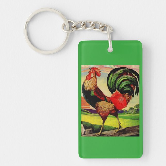 Rocky the Handsome Rooster Key Ring (Front)