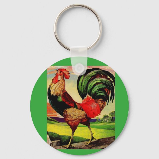Rocky the Handsome Rooster Key Ring (Front)