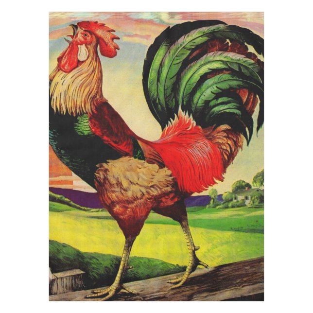 Rocky the Handsome Rooster Tablecloth (Front)