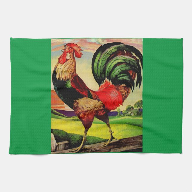 Rocky the Handsome Rooster Tea Towel (Horizontal)