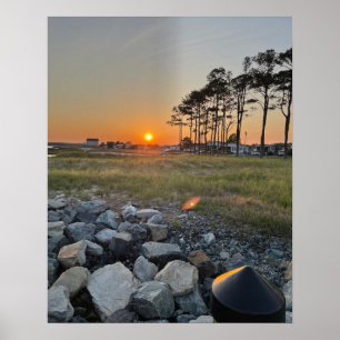 Rocky Waterscape Sunset Photo Poster