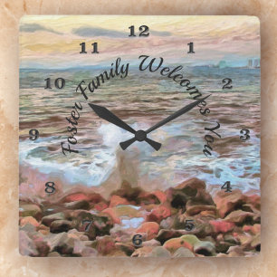 Rocky Waves 0742 Square Wall Clock
