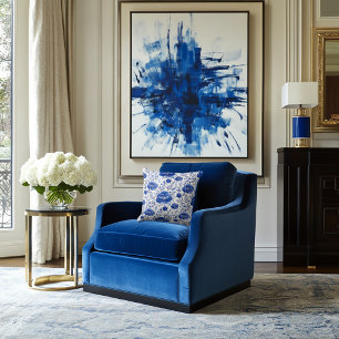 Rococo Blue Floral Elegance Cushion