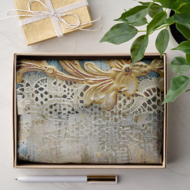 Rococo Blue Gold Italian Romantic  Tissue Paper (Gift)