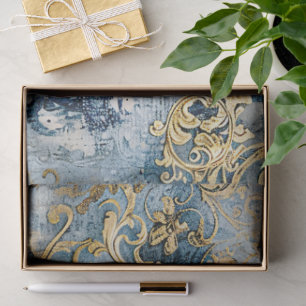 Rococo Blue Gold Italian Romantic Tissue Paper