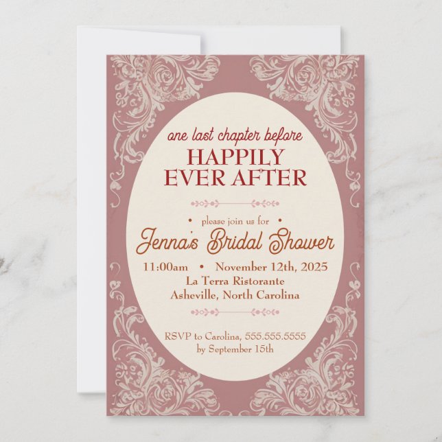 Rococo Bridal Shower Invitation | 5x7 customised (Front)