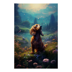 Rococo Dachshund Exploring A Meadow Poster