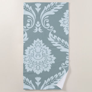 Rococo Damask Art I Duck Egg Blue+Teal Beach Towel