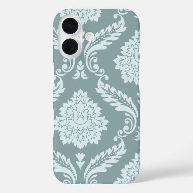 Rococo Damask Art I Duck Egg Blue+Teal Case-Mate iPhone Case (Back)