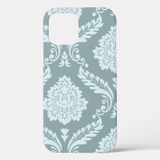 Rococo Damask Art I Duck Egg Blue+Teal Case-Mate iPhone Case (Back)