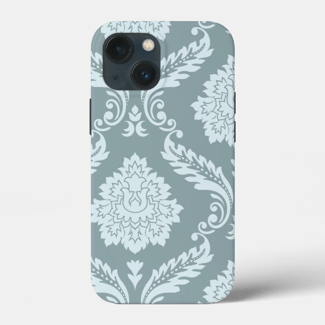 Rococo Damask Art I Duck Egg Blue+Teal Case-Mate iPhone Case (Back)