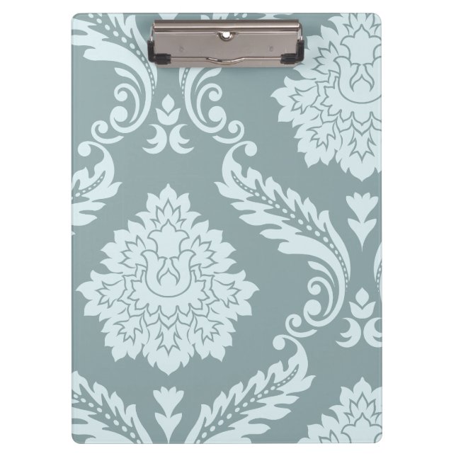 Rococo Damask Art I Duck Egg Blue+Teal Clipboard (Front)