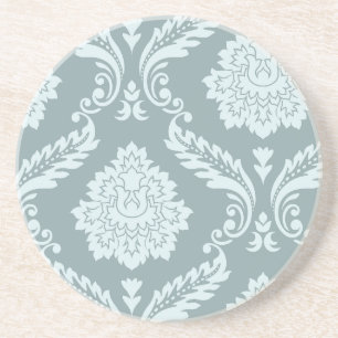 Rococo Damask Art I Duck Egg Blue+Teal Coaster
