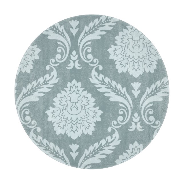 Rococo Damask Art I Duck Egg Blue+Teal Cutting Board (Front)