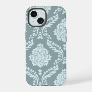 Rococo Damask Art I Duck Egg Blue+Teal iPhone 15 Case