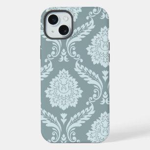 Rococo Damask Art I Duck Egg Blue+Teal iPhone 15 Plus Case