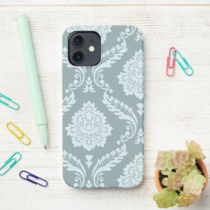Rococo Damask Art I Duck Egg Blue+Teal iPhone 12 Case