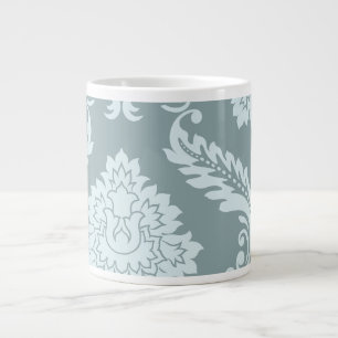 Rococo Damask Art I Duck Egg Blue+Teal Large Coffee Mug