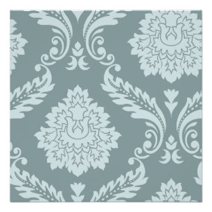 Rococo Damask Art I Duck Egg Blue+Teal Poster