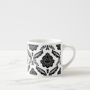 Rococo Damask Big Pattern Black on White Espresso Cup