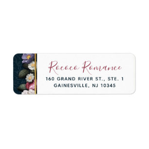 Rococo Damask & Elegant Floral Return Address Return Address Label
