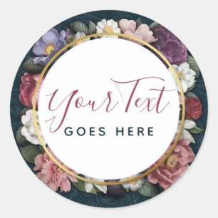 Rococo Damask & Elegant Floral Vintage Feminine Classic Round Sticker