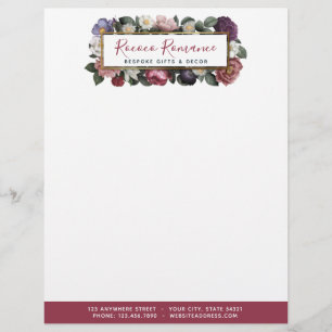 Rococo Damask & Elegant Floral Vintage Feminine Custom Letterhead